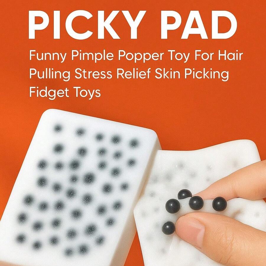 Picky Pad 2.0 Pimple Popping Fidget Toy – Funny Stress Relief Pad For Hair Pulling, Skin Picking & Anxiety, ASMR Sensory Popper Gift - White - View 1