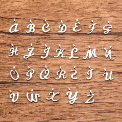 26 English Letters, Pendant, Necklace, Bracelet, DIY, Zinc Alloy, Jewelry, Gift For Friends, Brothers, Valentine's Day Gift For Lovers