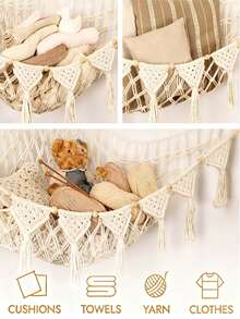 Boho Style Plush Doll Hammock Or Net With LED Lights (Batteries Not Included), Extra Large Plush Doll Storage Rack, Suitable For Small Or Large Plush Toys