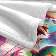 1pc Game Cartoon Print Flannel Blanket, Soft Polyester Fiber Blanket, Suitable For All Seasons, Comfortable Bed Sheets, Sofas, Camping, Travel, Office Essentials, Perfect Holiday Gifts, Couple Gifts, Multiple Sizes To Choose From, Pet Friendly Home Decoration, Party Decoration, Lightweight And Durable Design, Modern Style, Pet Owner's Choice - 彩色 - 查看 11