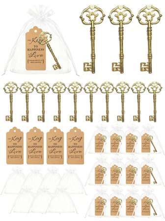 18/3件套合金钥匙形开瓶器礼品套装 - 可重复使用 | 婚礼回礼、新娘送礼会、订婚派对、婚礼宴会中心装饰、单身派对装饰、节日派对用品
