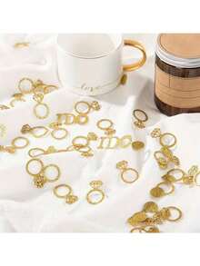 100 قطعة/عبوة من حلقات الحلي المزخرفة بالبريق، مناسبة لعيد الحب، الزفاف، ديكور الحفلات، ديكور وسط الطاولة، قطع من الورق المزخرف بالبريق - متعدد الألوان - مشاهدة 2