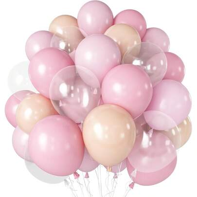 粉米色气球，10英寸浅粉杏色透明气球，适用于女孩迎婴派对、婚礼、生日、性别揭晓派对、新娘送礼会装饰