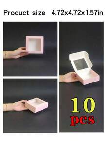 5/10/30 hộp quà nhỏ màu trắng có cửa sổ trong suốt, đựng đồ trang sức, xà phòng, hộp kẹo, bao bì các tông đựng đồ thủ công, hộp phẳng trang trí số lượng lớn, thích hợp làm quà tặng, đồ thủ công, quà tặng, tiệc cưới, tiệc chia tay thời con gái - Hồng - Xem 9