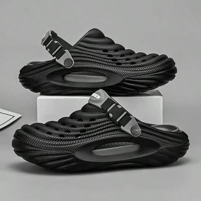 男士时尚透气防水厚底轻便镂空休闲凉鞋，适合室内外穿着