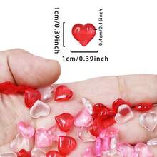 500颗迷你心形珠子 - 多种颜色（红色/粉色/透明），适合用作情人节礼物、婚礼、工艺品、花瓶填充物、家居装饰、节日派对装饰 - 彩色 - 查看 3