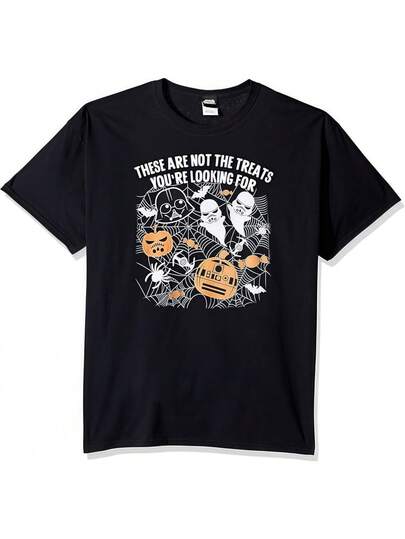 Camiseta de hombre con licencia de STAR WARSS Halloween Not The Treats Camiseta cristiana "Fe sobre el miedo" (en la espalda)  Vox Hazbins Hotel de algodón de gran tamaño, informal, divertida, de uso diario, de manga corta, estilo Harajuku, informal, bonita, para el tiempo libre, unisex.