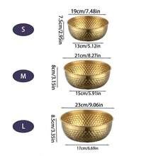 Tazón de ensalada de acero inoxidable dorado/plateado, tazón de mezcla de ensalada de verduras y frutas, tazón para hornear, tazón para ollas calientes, tazón de comedor comercial coreano, plato y vajilla, tazón para salsas, utensilios de cocina y suministros de comedor - Multicolor - Ver 13