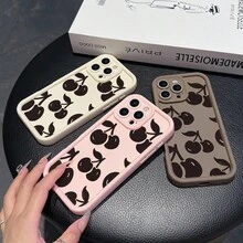 La elegante y sencilla carcasa de teléfono anti - caída con diseño de patrón de cereza es adecuada para los modelos  17, 16, 15, 14, 13, 12, 11 Pro / air / xR / XS y  s25 / S24 / S23 / S22 / Fe / plus, construida con material tpu, que proporciona protección de amortiguación contra caídas. Adecuado para regalar amigos y regalos de San valentín. - Burdeos - Ver 2