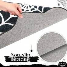Halloween Spider Web Bath Mat Soft Non-Slip Decorative Rug Unique Bathroom Entrance Floor Decor Ideal For Kitchen Toilet Entryway - 黑色 - 查看 7