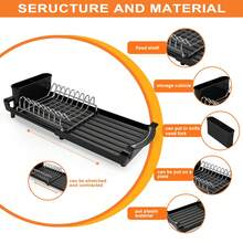 1pcs Expandable Dish Drying Rack For Sink Or Countertop, Compact Stainless Steel Dish Drainer With Removable Utensil Holder - Black - View 12