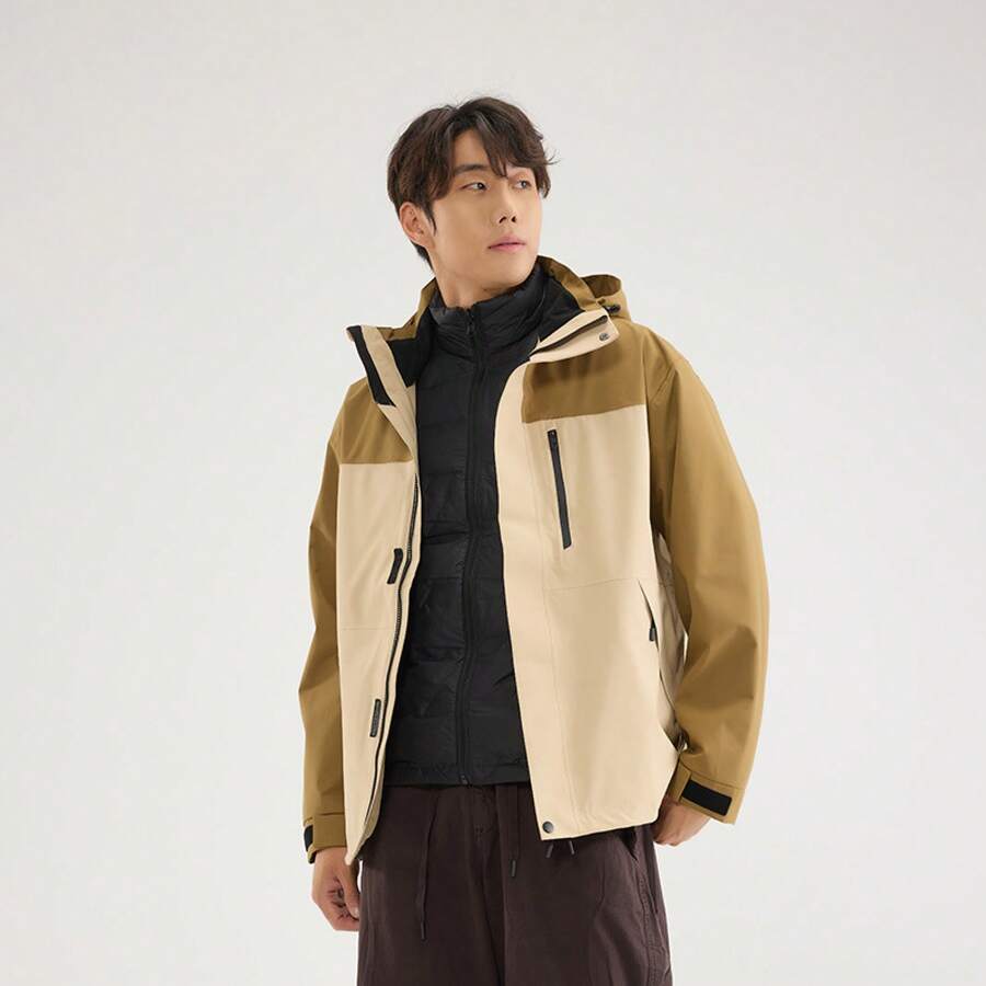 Men Shell Jackets - Brown - View 1