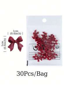 30件红色蝴蝶结美甲装饰品，红色树脂蝴蝶结美甲配件，美甲用品 - 酒紅色 - 查看 4