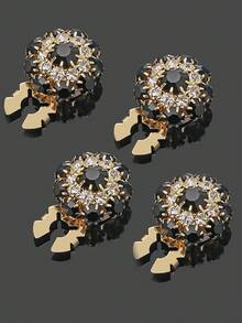 1/2/4 件 23 毫米女士水钻纽扣套、水晶纽扣套、可拆卸夹式纽扣套、服装用水晶花式纽扣、带钳子的纽扣按扣（适用于礼服衬衫配件）、铅色