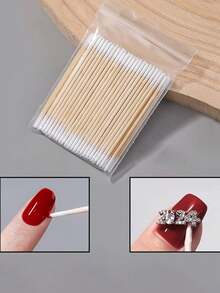 100/200/300/500 Pieces Disposable Super Fine Lint-Free Wooden Makeup/Mascara Applicators - Unscented - White - View 2