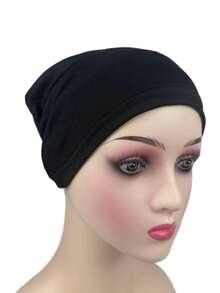 1 chiếc khăn trùm đầu thời trang màu trơn dành cho nữ, thích hợp để đội hàng ngày, ngủ, mùa hè, đi biển hoặc làm mũ. - Màu be - Xem 12