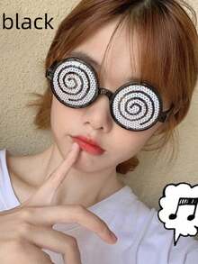 1pc Creative Funny Rotating Eyeball Round Frame Glasses, Selfie Entertainment Activity Prop, Unique Gag Party Glasses