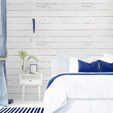 1 Roll Wood Grain Self-Adhesive Wallpaper, White Wood Grain Vinyl Waterproof Removable Wallpaper For Bedroom, Dorm, Kitchen Cabinet And Countertop Renovation, Easy DIY Installation, 17.7" X 393.7"/196.8"/118.1"/39.3" - White - View 3