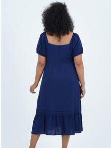 Women's Plus Size Midi Musical Dress - 藍色 - 查看 3