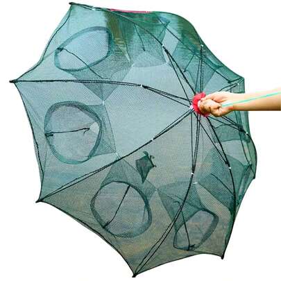 Covo Armadilha Com 6 ou 8 Furos Pesca Peixes Siri Lambari Camarão Iscas Guarda Chuva Anzol