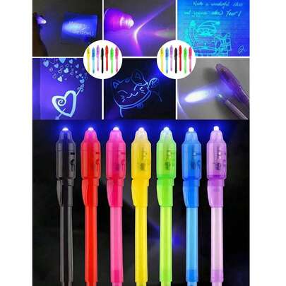 50支随机颜色闪光隐形魔法笔记本笔，兼具光源、钢笔、机密信息记录功能，是一款神奇的魔法笔。圣诞礼物、生日礼物、新年礼物、狂欢节礼物、复活节礼物、返校礼物皆宜。