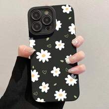 Perforierte Kante Herz Blume bemalte Handyhülle für Samsung S25 Ultra 5G Hülle S24 FE S23 Plus S22 A56 A54 A53 A52 A36 A16 Cover - Schwarz - Übersicht 3