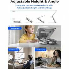 Support d'ordinateur portable réglable, rotation à 360°, ergonomique, pliable et portable - convient à tous les ordinateurs portables jusqu'à 16 pouces