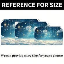 1件星空云朵灯光主题背景横幅，以梦幻般的悬挂星空和闪烁的夜空为特色，适用于摄影、婚礼、派对装饰或活动背景——营造梦幻氛围，星光天花板装饰——采用涤纶材质，是生日、婚礼和派对的完美之选，派对背景——梦幻星空主题—— - 彩色 - 查看 3