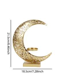1pc/1Set Metal Hollow-Out Large Moon Candlestick/Ramadan Lantern/Candle Holder/Candlestick Holders/Windproof Glass Candle Holders.It Can Also Be Used As An Ornament And Incense Burner.