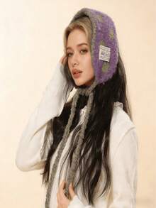 1件装女士羊毛针织护耳头带，多功能围巾帽，适合秋冬季、圣诞节等场合，可作为礼物送给她 - 彩色 - 查看 3