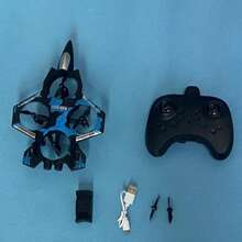 CASRRA K500遥控无人机，采用SBS防摔材料制成，迷彩涂层，一键翻转/起飞/下降/悬停/手抛功能，适合初学者，可在室内/室外/派对中使用，多旋翼四轴飞行器玩具，战斗机遥控玩具（包含备用螺旋桨叶片），也是生日/圣诞节/万圣节的绝佳礼物。 - 藍色 - 查看 11