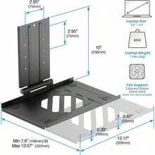 Adjustable Monitor Arm Laptop Tray With Support For 120mm Fan Compatible With VESA 75x75 Fits Up To 17 Inch Laptop Black Fan Not Included - Black - View 2