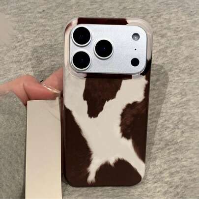 奢华黑棕色奶牛纹手机壳，兼容 12/13/14/15/16 Pro、12/13/14/15/16 Pro Max、17 Pro Max、17 Air、14/15/16 Plus、11/17/16/15/13，Y2K 动物图案风格后盖，酷女孩礼物之选。