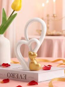 1 szt. Romantyczna dekoracja w kształcie podwójnego serca – minimalistyczny salon, sala wystawowa, wystrój domu, wazon, centralny element, dekoracja stołu, niezbędna na Walentynki, dodaje klimatu, modne narzędzie do dekoracji przestrzeni, tworzy przytulny kącik w domu - Wielokolorowe - Zobacz 11