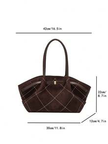 新款刺绣拼接撞色麂皮复古高端女士时尚单肩包手提包多功能特别版精致优雅大容量耐用轻便百搭手提包，适用于工作、旅行、商务、化妆品收纳 - 彩色 - 查看 12