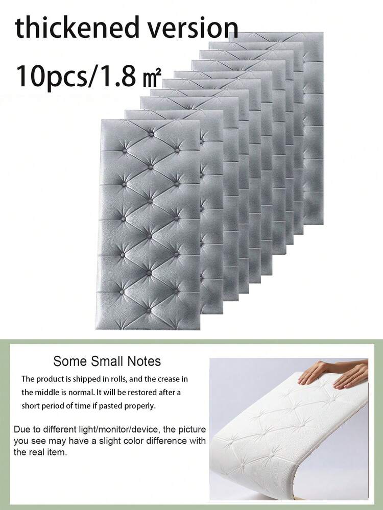 Self-Adhesive 3D Design, Elegant Rhombus Pattern Decorative Cushion Wall Sticker For Tatami Bed Headboard, Soft Padding, Black And White, Suitable For Bedroom And Living Room Decor, Foam Wall Panels For Room, Leather-Wrapped Decorative Collision-Proof Wall Padding, Wall Covering For Bedroom Headboard, Ensuring Safety - Multicolor - View 28