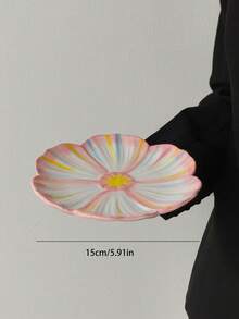 1/2/4pcs Pink Floral Ceramic Plates, European Sunflower Ceramic Dinner Plates, Casual Snack Plates, Afternoon Tea Dessert Trays, Breakfast Plates, Coffee Trays, Ceramic Dinnerware, Fruit Plates, Candy Dishes, Gift Tableware - Multicolor - View 2