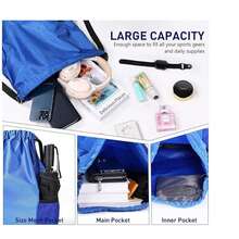 Drawstring Bags, Unisex Large Sports Backpack String Drawstring PE Bags For Men & Women, Sports Gym, Travel, Swimming, Holidays, Climbing, Hiking, Beach, Large Daypack, School Bag - 藍色 - 查看 4