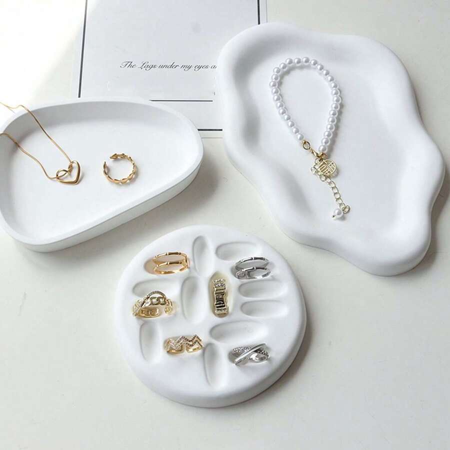 1pc Asymmetrical Ring Holder Gypsum Tray, Jewelry Display Stand For Earrings, Necklaces, Accessories, Photo Props, Jewelry Making Display - Multicolor - View 1