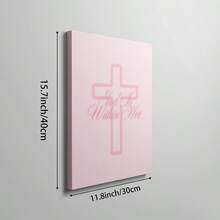 1幅粉色基督教墙画“上帝在她心中”圣经经文帆布画，简约十字架海报，信仰与力量装饰画，适合卧室或祈祷室，送给她的礼物，带框/不带框 - 彩色 - 查看 10