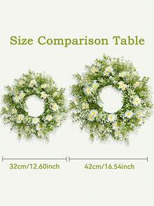 1pc Farmhouse Style Artificial Daisy Wreath, Accented With Berries And Eucalyptus Leaves - White Faux Floral Wall Decor, Suitable For Indoor/Outdoor, Weddings, Holidays, Graduations And More, Year-Round Home Decor, Front Door Wreath, Wedding Decoration, Rustic Charm, Maintenance-Free - Multicolor - View 4