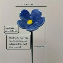 6pcs Hand-Pinched Ceramic Forget Me Not Flowers, "Blue Love" Artisan Crafted Fade-Resistant Eternal Home Decor For Indoor & Outdoor Use – Perfect Gift Idea For Valentine's Day, Christmas, Mother's Day, Seasonal Decor, Indoor Decoration, Artistic Home - Màu xanh lam - Xem 3