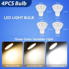 CANMEIJIA 3个/4个GU10灯座，兼容GU10 LED灯泡，电压85V-265V，暖白光、冷白光、中性白光、三色温可调，聚焦照明，光线柔和均匀，带来舒适的视觉体验，即插即用，安装更换简便，散热高效，适用于家庭和商业场所。 - LED燈泡GU10燈座 - 查看 12