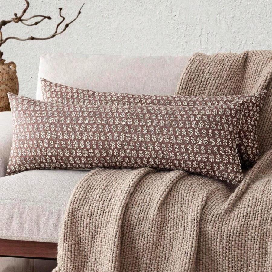 Foindtower Set Of 2 Decorative Vintage Floral Print Throw Pillow Covers Neutral Modern Farmhouse Cushion Covers Boho Home Decor For Sofa Couch Chair Bedroom Living Room,20*20 Inch,Brown - ColorI - 查看 1