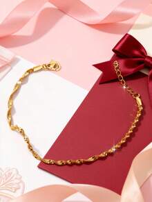 1pc Fashionable New Luxury Elegant Water Wave Chain Bracelet, Versatile Design - one-size - View 4