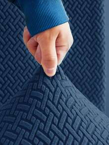 1pc/2pcs Set Abstract Grid Bench Cover, Jacquard Elastic Fabric, Modern Minimalist, Thickened & Extended, Wear-Resistant, Anti-Scratch, Home & Office Bench/Piano Stool Cover - Navy - View 7