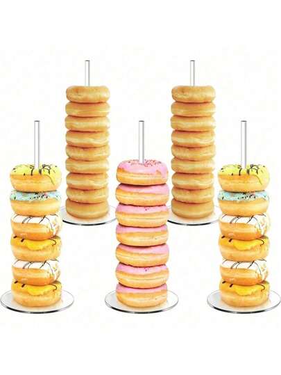 Soporte de exhibición de donas de acrílico - Soporte escalonado para donas, bagels y mesa de postres - Perfecto para fiestas, Navidad, cumpleaños y Año Nuevo, Soporte de donas de acrílico transparente con base resistente - Estante de exhibición de donas apilable de alta resistencia