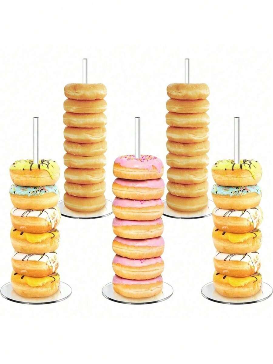Acrylic Donut Display Stand - Sweet Donut, Bagel And Pastry Dessert Table Stand, Ideal For Parties, Christmas, Birthday And New Year, Clear Acrylic Donut Rack With Sturdy Base - Heavy Duty Stackable Donut Display