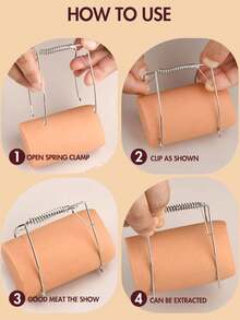 1pc Stainless Steel Cabbage Clip,Meat Roll Holder,Barbecue Assistant,Reusable Cabbage Clip, Cooking And Baking Kitchen Tool - Silver - View 5