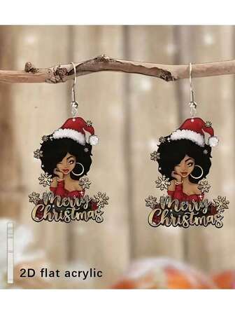 ต่างหูอะคริลิคธีมคริสต์มาส 1 คู่ ลายตัวการ์ตูนน่ารัก เหมาะสำหรับใส่ได้ทุกวัน ใส่ได้ทั้งชายและหญิง